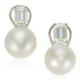 CULTURED PEARL AND DIAMOND EARRINGS WITH GIA REPORTS - фото 1