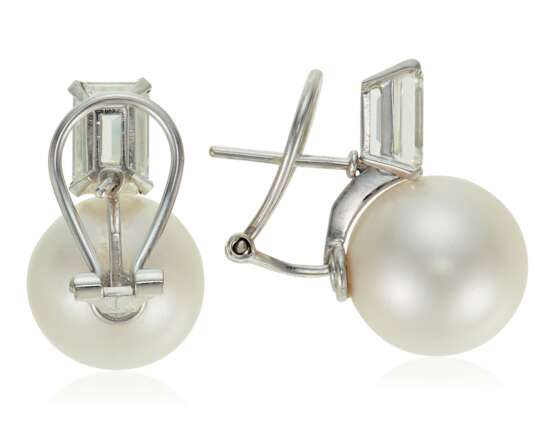 CULTURED PEARL AND DIAMOND EARRINGS WITH GIA REPORTS - фото 2