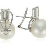 CULTURED PEARL AND DIAMOND EARRINGS WITH GIA REPORTS - фото 2
