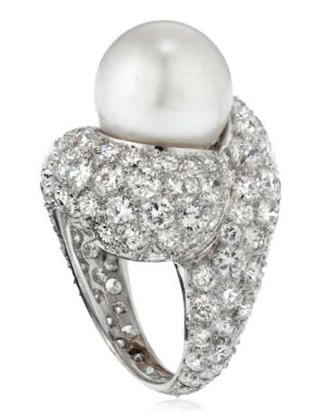 CULTURED PEARL AND DIAMOND RING - photo 1