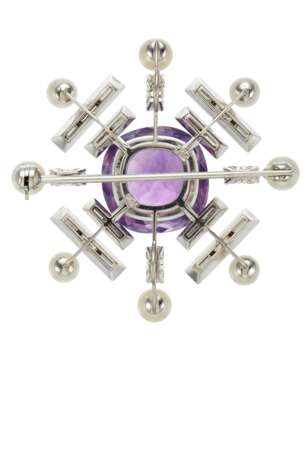 AMETHYST, DIAMOND AND CULTURED PEARL BROOCH - photo 2