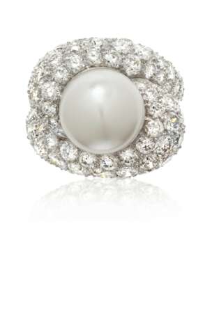 CULTURED PEARL AND DIAMOND RING - photo 2