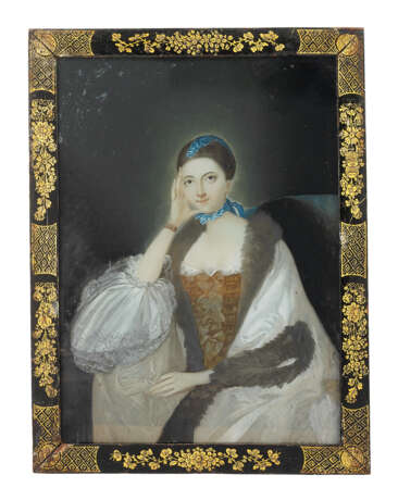 A PAIR OF CHINESE EXPORT REVERSE-GLASS PAINTINGS OF EUROPEAN LADIES - Foto 2