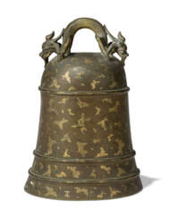 A CHINESE GILT-SPLASHED BRONZE BELL