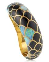 ANGELA CUMMINGS ONYX AND OPAL BANGLE BRACELET