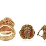 CORAL AND DIAMOND RING AND EARRINGS - Foto 2