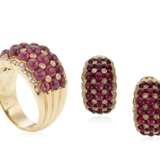RUBY AND DIAMOND RING AND EARRINGS - фото 1