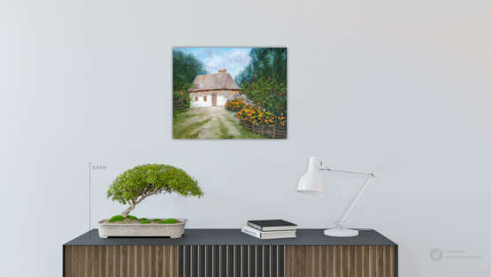 Peinture design «Maison dans le village», Toile sur le sous-châssis, Peinture à l'huile, Réalisme, Peinture de paysage, 2020 - photo 2