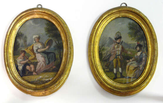 Unbekannter Künstler (Frankreich 18. Jahrhundert), Paar Gemäldependants (Galante Szenen/ Musizierende) - Foto 1