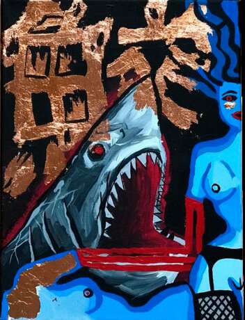 Design Painting “Shark and prostitutes”, Canvas, Acrylic paint, Contemporary art, Animalistic, 2020 - photo 1