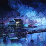 Gemälde „Zug/Train“, Leinwand auf dem Hilfsrahmen, Acrylfarbe, Realismus, Landschaftsmalerei, 2020 - Foto 1