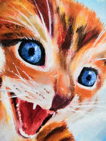 Painting “Kitten in the clouds”, Canvas, Oil paint, Impressionist, Animalistic, 2020 - photo 2