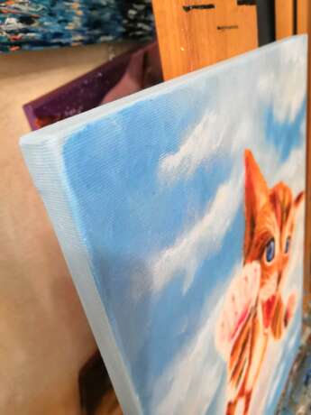 Painting “Kitten in the clouds”, Canvas, Oil paint, Impressionist, Animalistic, 2020 - photo 3