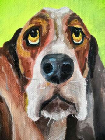 Design Painting “Dog Basset hound, dog art”, Canvas, Oil paint, Impressionist, Animalistic, 2020 - photo 1