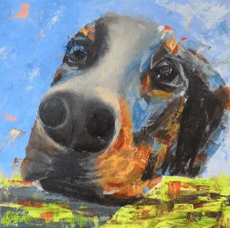 Design Gemälde, Gemälde „Hund Dobermann“, Leinwand, Ölfarbe, Impressionismus, Animalistisches, 2020 - Foto 1