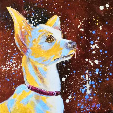 Design Painting “Unique pet portrait Puppy portrait Pet portrait canvas Puppy painting Dog artwork Сute dog”, Canvas, Oil paint, Impressionist, Animalistic, 2019 - photo 1