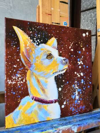 Design Painting “Unique pet portrait Puppy portrait Pet portrait canvas Puppy painting Dog artwork Сute dog”, Canvas, Oil paint, Impressionist, Animalistic, 2019 - photo 2