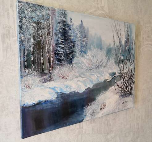 Design Painting “Winter forest”, Canvas, Oil paint, Impressionist, Landscape painting, 2019 - photo 2