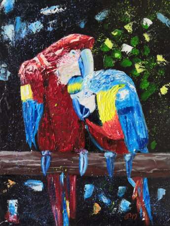 Design Painting “Parrot painting Bird art”, Canvas, Oil paint, Impressionist, Animalistic, 2019 - photo 1