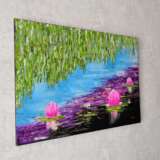 Design Gemälde, Gemälde „Seerose Pink lotus Seerose“, Leinwand, Ölfarbe, Impressionismus, Landschaftsmalerei, 2019 - Foto 2