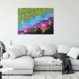 Design Painting “Water lily Pink lotus Water lily”, Canvas, Oil paint, Impressionist, Landscape painting, 2019 - photo 4