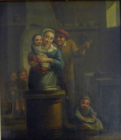 Glückliches Familien - Idyll (wohl 17. Jahrhundert, Flämisch / Niederländisch ?) - Foto 1