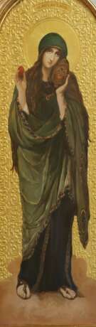 Ikone „Der Heilige Mose Угрин, Heilige Maria Magdalena, Die Gottesmutter Maria“, Blattgold, Lack, Modern, Religiöses Genre, 2015 - Foto 3