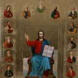 Ikone „Christus und die 12 Apostel, 2 Höhlen der Gottesmutter,“, Blattgold, Lack, Modern, Religiöses Genre, 2007,2008,2010,2011 - Foto 1