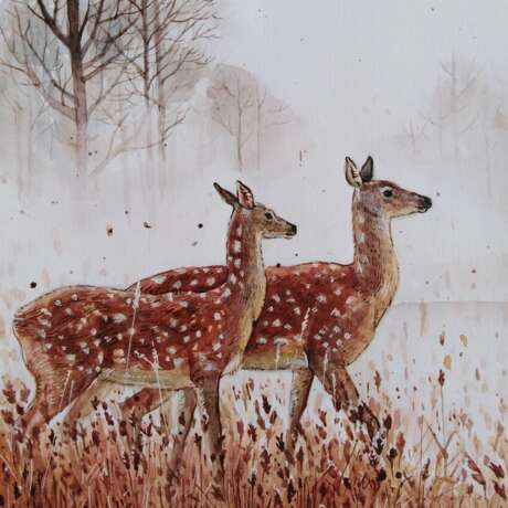 Drawing “Spotted deer”, Paper, Watercolor, Contemporary art, Animalistic, 2020 - photo 1