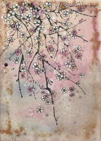 Design Painting “Sakura. 2020. Handmade. The Author - Natalia Pisareva”, Paper, Mixed media, Expressionist, Landscape painting, 2020 - photo 1