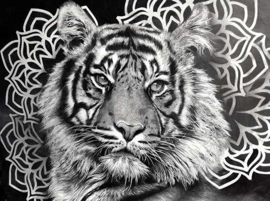 Design Painting “Tiger portrait”, Paper, Pencil, Expressionist, 2018 - photo 1