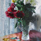 Design Painting “Dahlias in a crystal vase”, Canvas, Oil paint, Classicism, Still life, 2011 - photo 1