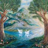 "Лебединая песня" -"Song of swans" Toile Peinture à l'huile Impressionnisme Peinture de paysage 2014 - photo 1