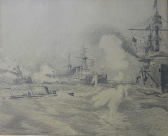 Kaiser Wilhelm II., Maritime Schlachtenszene mehrerer Kriegsschiffe - Foto 3