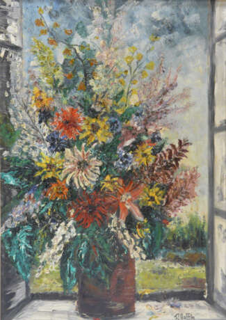 Pierre Boffin, Strauß von bunten Sommerblumen am Fenster - фото 1