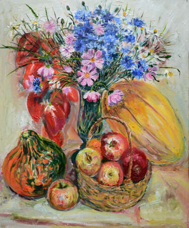 Painting “Cornflowers”, Canvas, Oil paint, Post-Impressionism, Still life, 2020 - photo 1
