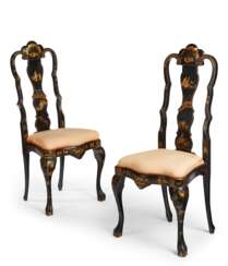 A PAIR OF JAPANNED DUTCH QUEEN ANNE SIDE CHAIRS