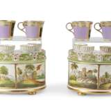 FOUR CHAMBERLAIN'S WORCESTER PORCELAIN COFFEE-CANS AND A PAIR OF ENGLISH PEARLWARE BOUGH-POTS AND COVERS - photo 3