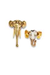 TWO GOLD AND GEM-SET ELEPHANT BROOCHES