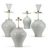 THREE WHITE CELADON-GLAZED VASES MOUNTED AS LAMPS - фото 2