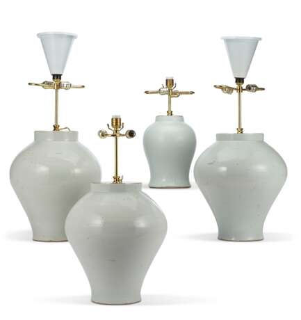 THREE WHITE CELADON-GLAZED VASES MOUNTED AS LAMPS - photo 2
