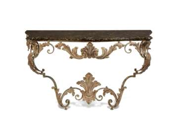 A WROUGHT-IRON CONSOLE TABLE