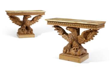 A PAIR OF ENGLISH EAGLE-FORM SIDE TABLES