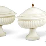 PAIR OF ITALIAN MARBLE URNS AND COVERS AND A MARBLE MODEL OF A BENCH - фото 1