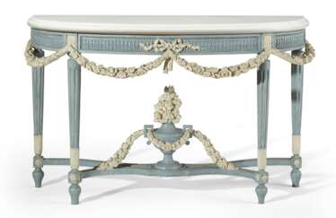 LOUIS XVI BLUE AND CREAM-PAINTED CONSOLE TABLE