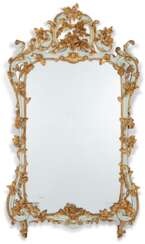 LOUIS XV BLUE-PAINTED AND PARCEL-GILT MIRROR