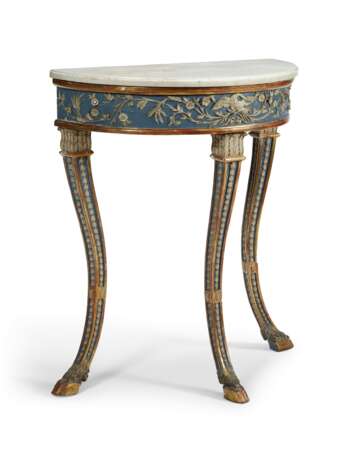 SOUTH ITALIAN BLUE AND CREAM-PAINTED AND PARCEL GILT SIDE TABLE - photo 1