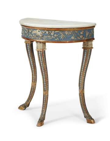 SOUTH ITALIAN BLUE AND CREAM-PAINTED AND PARCEL GILT SIDE TABLE - photo 3