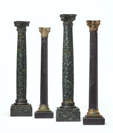 TWO PAIRS OF ITALIAN MARBLE COLUMNS AND AN ORMOLU FIGURE OF A YOUNG BACCHUS - фото 1