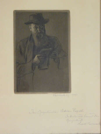 Leopold Graf von Kalckreuth, Selbstbildnis mit Hut beim Lesen - Foto 1